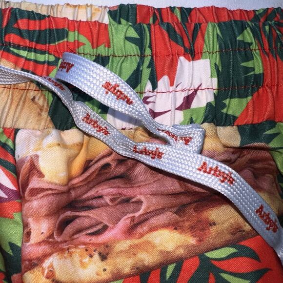 Arby’s Swim Trunks Men’s Size 2XL Red Tropical Roast Beef Shorts Beach Pool Rare - Picture 5 of 13
